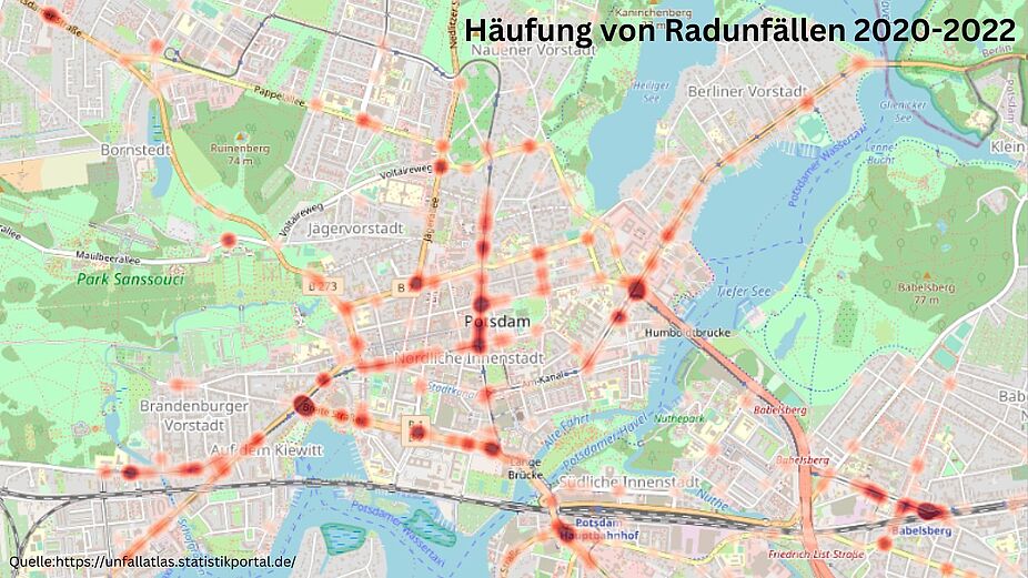 Unfallhäufigkeiten in Potsdam Heatmap Unfallhäfigkeiten